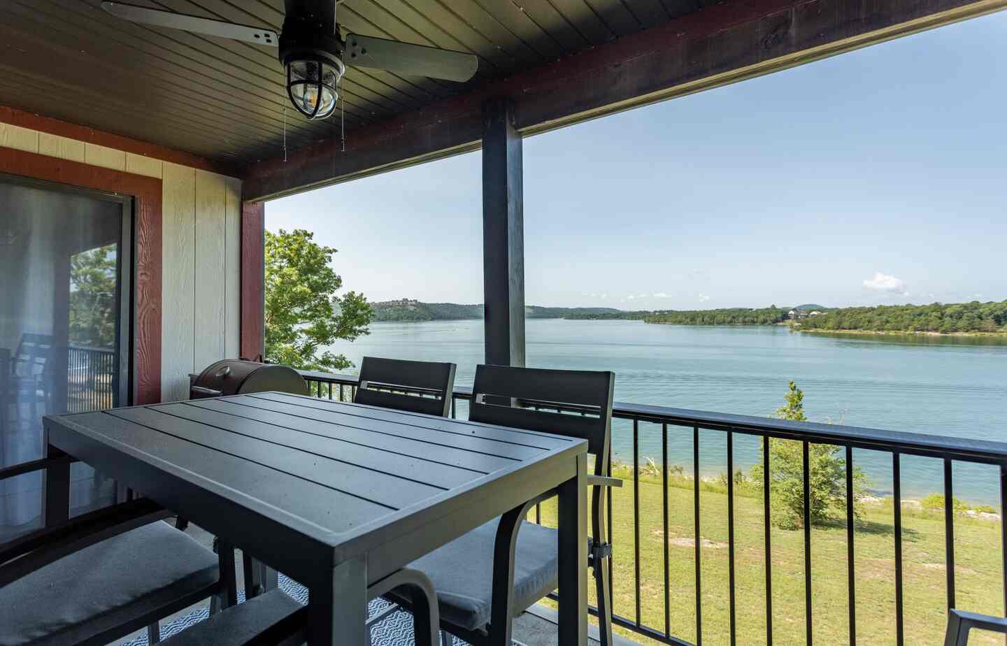 Private deck overlooking Table Rock Lake at Kimberling City Getaway